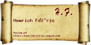 Hemrich Fóris névjegykártya